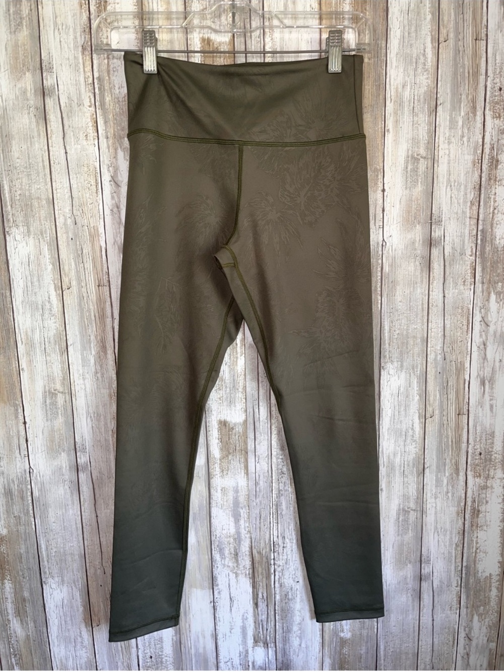 ZYIA Active Green Tonal Tropical Print High Rise 7/8 Leggings Size 4